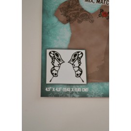 Wright Applique- Iron On -Melrose Ave. Butterfly Wings , Black outline 4 1/2 by 4 1/2