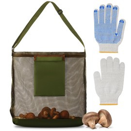 AMFUN Mushroom Hunting Bag, Mushroom Collector Bag with Adjustable Shoulder Strap, Harvest Collection Bag, Foldable Mesh Harvest Bag, Fruit Picking Mesh Bag for Camping, Shopping, Travel, Hiking,