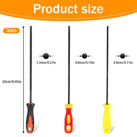Alrhso 3 Pcs Chainsaw File Kit Chainsaw Files Chain Saw Blade Sharpener Chainsaws 5/32", 7/32", 3/16", Chain Sharpener Round Files for Sharpening and Woodworking Hand Tools
