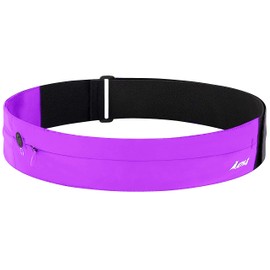 Athlé - Cinturón para correr con dos bolsillos, bolsas elásticas para la mayoría de teléfonos, carteras, tarjetas y más clip para llaves, conector para auriculares, correa de cintura ajustable de tamaño mediano de 25 a 32 pulgadas, para ejercicio y viaje