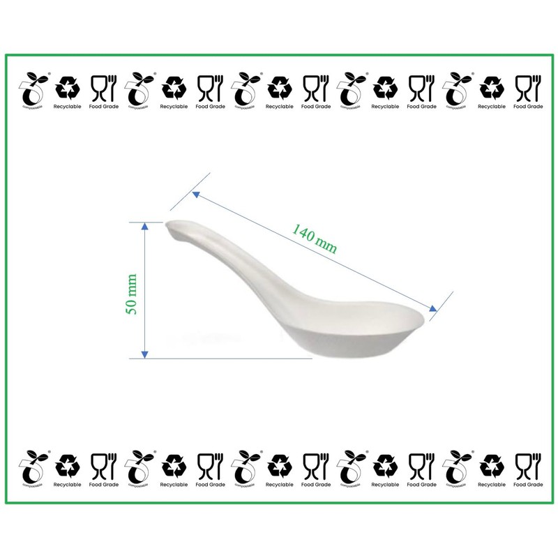Enviropack 100 Bagasse Ramen Spoons, Soup Serving Spoons, Eco-Friendly Disposable