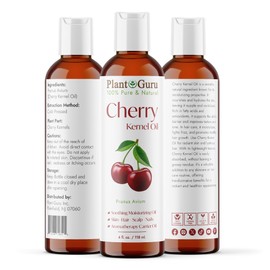 Plant Guru Cherry Kernel Oil 4 fl. oz. Cold Pressed 100% Pure & Natural Carrier – Skin, Face, Body & Hair Growth Moisturizer. Great for DIY Creams, Lotions, and Lip Balms.