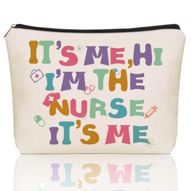 Girlly Nurse Makeup Bag: I'M THE Nurse Themed Cosmetic & Toiletry Organizer Pouch, Cute Nurse Appreciation Gifts for Womens, Girls, Teens, friends, Mom, Sister, Coworker For Travel, Parties, Birthdays