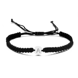 Initial Bracelets for Women Men Stainless Steel Engraved Coin Disc Monogram Letters Charm Bracelet Minimalist Jewelry Matching Couple Bracelets