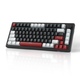 MageGee 75% Mechanical Gaming Keyboard, Compact Blue Backlit Wired Gaming Keyboards with Yellow Switches, EVA Foam, Knob Control, STAR75 Portable NKRO PC Gaming Keyboard - White & Black