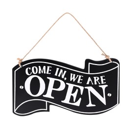 Open Closed Sign 14 x 25 cm Decorative Wooden Sign Hanging Wooden Sign Open Door Close Double Sided Sign Come In We Are Open Come Again We Are Closed for Restaurant Coffee Shop Black