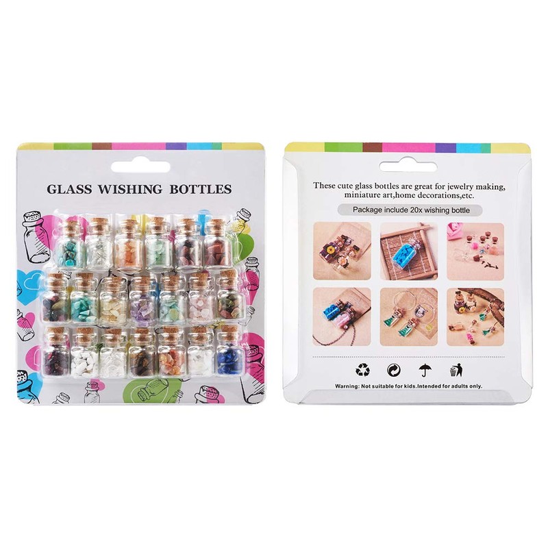 Cheriswelry Mini Gemstone Wishing Bottles Set for Jewellery Making and