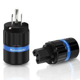 Monosaudio Audio Power Plug Rhodium Plated Pure Copper 3 Pin Power Connector DIY Power Plug 15A/ 125V 10A/ 250V Aluminum Alloy Shell Audio Power Plug IEC320C13 Connector Pair High End Audio Grade AC