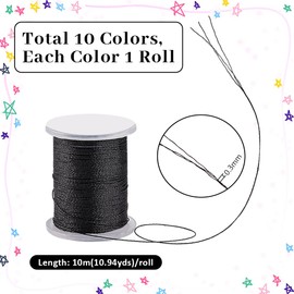 AHANDMAKER 109 Yards Metallic Cord 10 Colours Metallic Thread Metallic Cord Tinsel Rope for Bracelets Jewellery Making Thread Gift Packaging Christmas Decoration Hanging Decoration