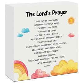 Gwisml The Lord's Prayer Wood Box Sign,Sunday School Decor for Classroom,Christian Desk Wooden Box Decor,Inspirational Bible Verse Wood Sign,Religious Scripture Wooden Signs for Nursery Classroom