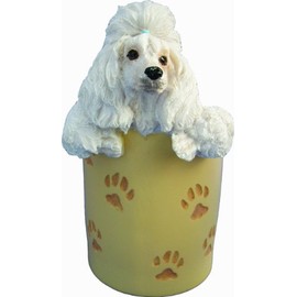 Poodle Pencil Cup Holder with Realistic Hand Painted Poodle Face and Paws Hanging Over Cup, Uniquely Designed Poodle Gifts, A Convenient Organizer for Home or Office, One Of A Kind Pen Holder