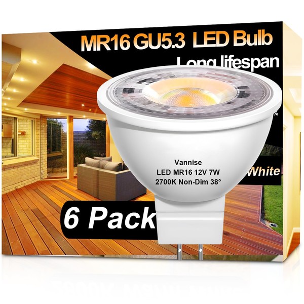 Vannise MR16 GU5.3 LED Bulb 2700K Soft White, 6 Pack