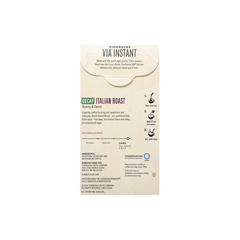 Starbucks Via Ready Brew, Decaf Italian Dark Roast Instant Coffee,
