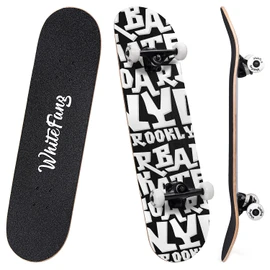 WhiteFang Skateboards for Beginners, Complete Skateboard 31 x 7.88, 7 Layer Canadian Maple Double Kick Concave Standard and Tricks Skateboards for Kids and Beginners (Letters)