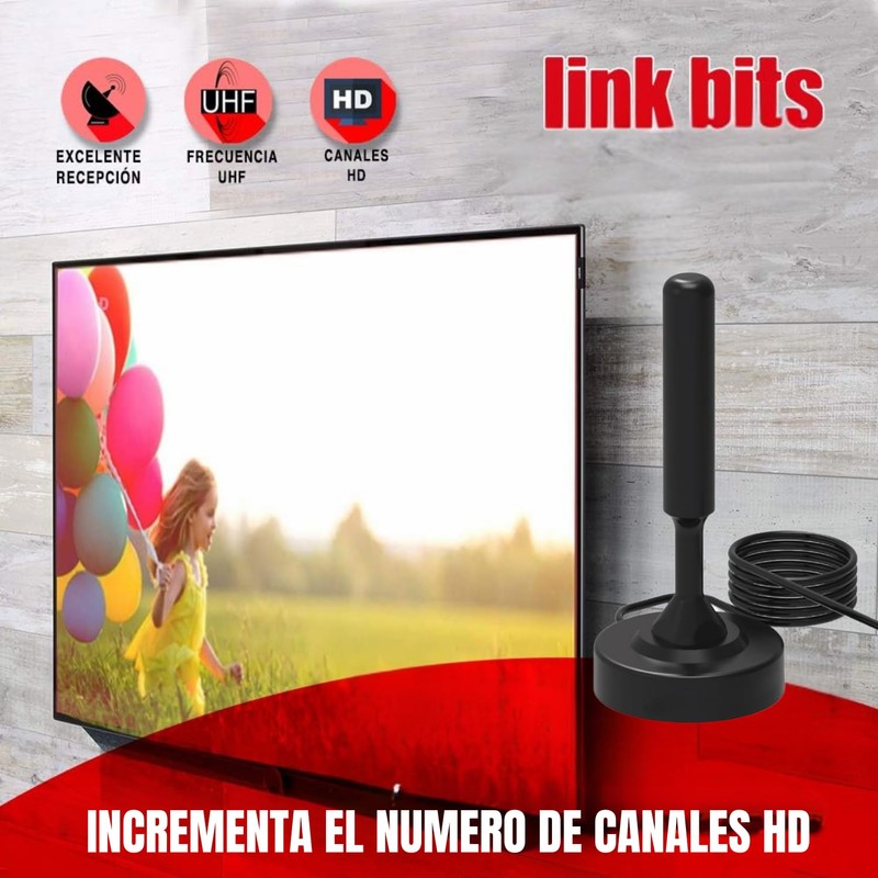LINK BITS AT5M01 Antena de TV Digital para Interior, Alta