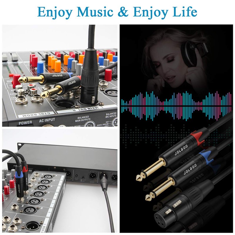 JOLGOO XLR Female to Dual 1/4" TS Mono Y Splitter