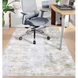 Capslpad Office Chair Mat for Hardwood Floor/Tile Floor 47"x59" Non Slip Desk Chair Mat Low Pile Computer Gaming Chair Rug for Rolling Chair Protector Chair Mat for Office Den Computer Desk, Khaki