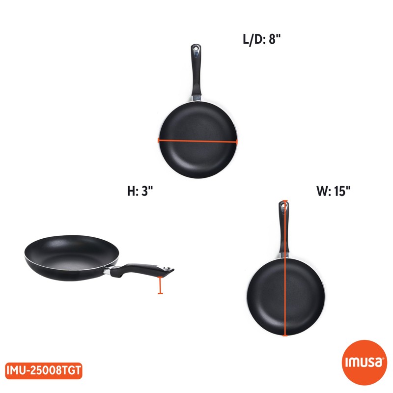 IMUSA 8in Bistro Aluminum Nonstick Fry Pan with Cool Touch