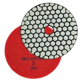 HXIN Diamond Dry Polishing Pads 4 inch 100mm 3 Steps for Buffing on Granite Marble Stone Concrete Tile Ceramic Floor Smoothing renovate Removing Marks with Nylon Backing (1pc, 3rd Step)