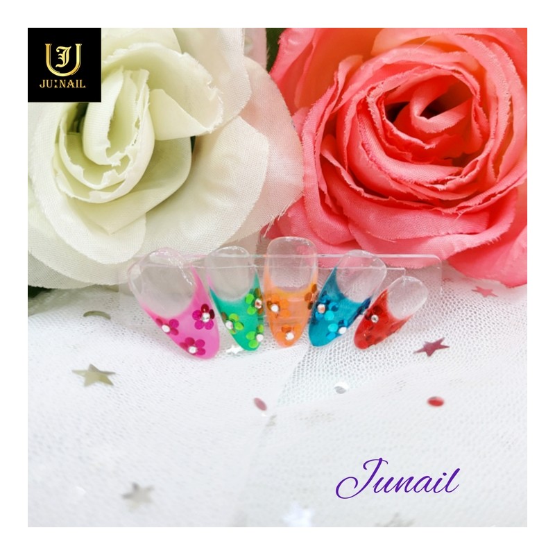 Mesh flower dress handmade nail tips - Long Round Square