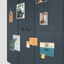 JIUZH Cork Board for Office - 24" x 36", 6 Pack with Recycle Odor-Free Materials, Sound Abosoption of Cork Boards for Walls, Cork Board Tiles with 48 Pieces of Safety Removable Adhesive Tabs(Grey)