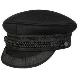 HAMMABURG Prinz Heinrich Cloth Hat - Captain's Hat with Oak Leaf Borders - Made in Germany - Unisex - All Seasons, black, 58
