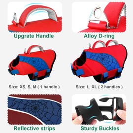 Fragralley Dog Life Jacket with High Buoyancy, Reflective Strips, Rescue Handle, Adjustable Fit, Quick Release Buckles, Tear-Resistant Nylon, Swim Life Vest for Small Medium Large Dogs