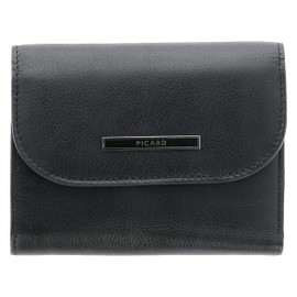 Picard Women's Purse NELE 1 Genuine Leather Medium with Press Stud Purse Everyday, black, Casual