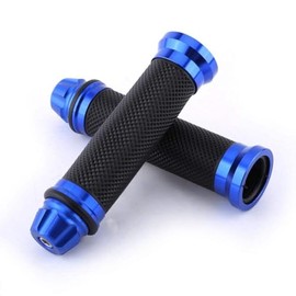 Motorcycle Handlebar Grips Universal 7/8" CNC Aluminum Rubber Hand Grip Universal for Bar Bike Bicycle Handle Bar Grips Replacement(BLUE)