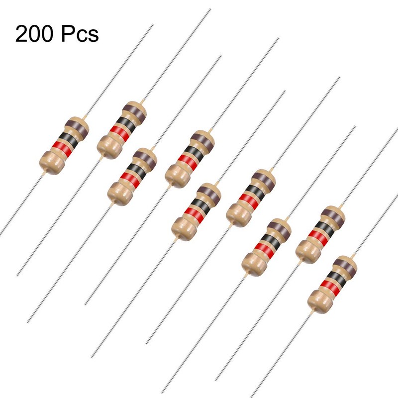 sourcing map 200Pcs 1K Ohm Resistor, 1/4W 5% Tolerance Carbon