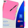 AVERY Plain Tab Write On and Erase Dividers, 5 tabs,