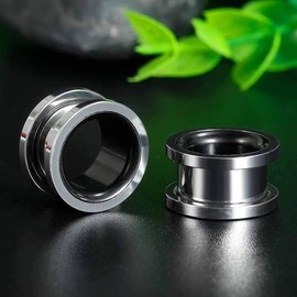 COOEAR Ear Gauges Screw Surgical Steel Plugs, Flesh Stretchers Earrings, Size 2g to 30mm Colorful Tunnels.