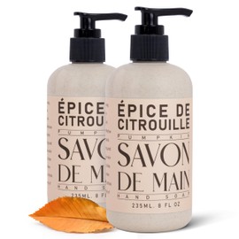 SAVONDEMAIN Liquid Hand Soap, All Natural Hand Soap Moisturizing Hand Wash for Kitchen and Bathroom, Pumpkin Spice, 8 Fl Oz Pump Bottle (Pack of 2)