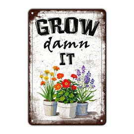 KIYOYO Vintage Grow Damm It Garden Metal Tin Sign 8x12 Inch Garden Metal Poster Funny Garden Rules Tin Sign Home Kitchen Garden Patio Yard Garden Shed Restaurant Bathroom Are Wall Decor