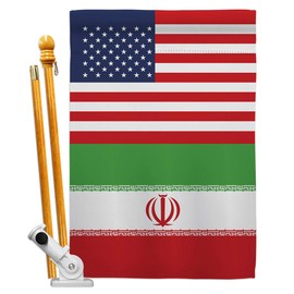 World Cup Iran USA Friendship Flag Banner Room Wall Art Flag Poles for Outside House Patio Porch Lawn Garden Stand Tapestry Yard Signs FIFA Gifts Sports Fan Trophy Soccer Game Football Made in USA