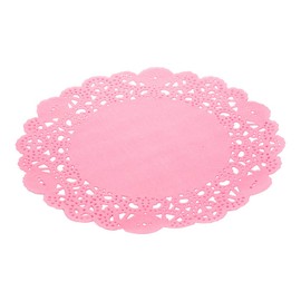 Restaurantware Pastry Tek 6 x 6 Inch Lace Doilies 100 Decorative Tableware Placemats - Disposable Round Pink Paper Table Doilies For Birthdays Or Weddings Table Decor