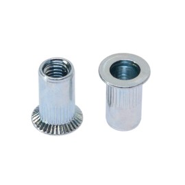 M6 Rivet Nuts, Blind Rivet Nuts, Grooved Round Head with Open Thread Insert, 6 mm Tension Rivet Nut, Knurled Rivet Nut Made of Galvanised Steel, Rivsert for Steel, Alloy, Copper, Plastic (Pack of 25)