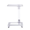 Yoluckea Mobile Sofa Side Table Acrylic End Table C Shaped