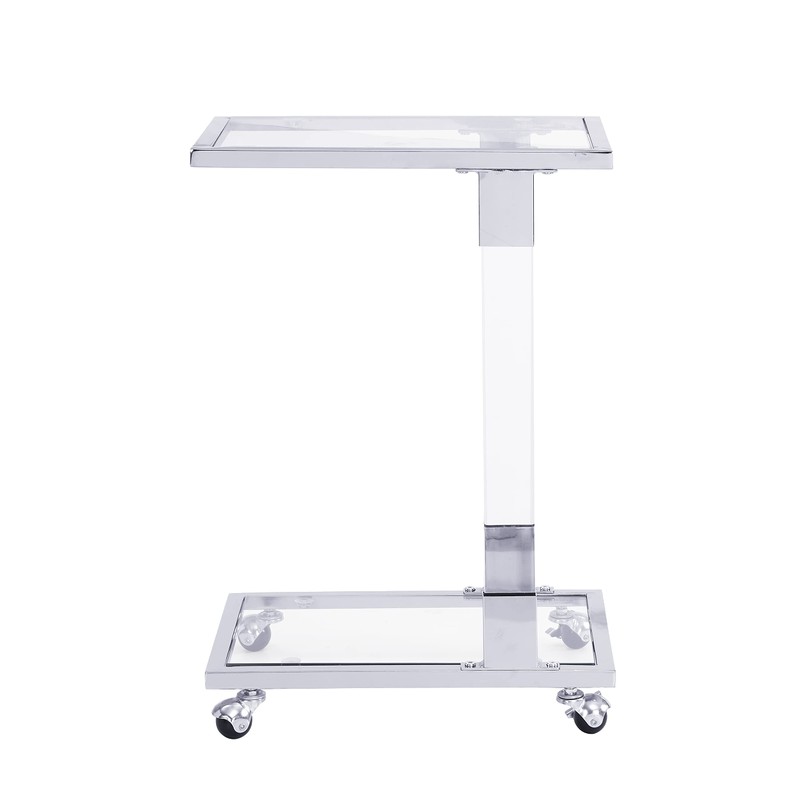 Yoluckea Mobile Sofa Side Table Acrylic End Table C Shaped