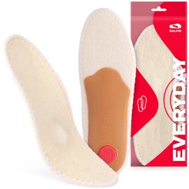 SULPO 1 Pair of Winter Insoles - Orthopaedic Insoles with Curvature, Ideal for Flat Foot - Extra Warm Soles with Wool - For Nurses, Doctors, Teachers, Chefs, Sales etc. - Sizes: 35-46