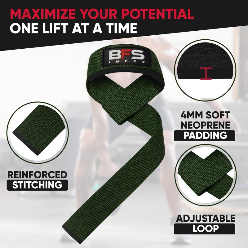 BFS IMPEX Lifting Straps for Weightlifting, Weightlifting Cotton Straps with