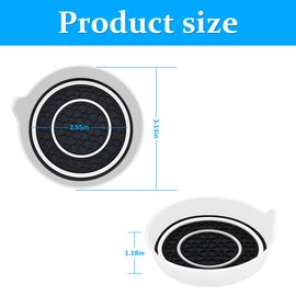 Bittwee 2PCS Car Cup Coaster, Silicone Vehicle Insert Water Bottle Mats Spill Holder, Non-Slip Waterproof Cup Holders, Automotive Interior Cup Pad Accessories, Universal for Most Cars（Black/White）