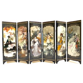 Yuyi A Home Decor, Mini Room Divider, Decorative Lacquerware, Traditional Lacquer-Tech, Chinese Art for Home-Color: Black and White, Red, Golden. Pattern: Beauty