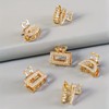 6pcs Mini Rhinestone Hair Clips Golden Shiny Metal Small Hair