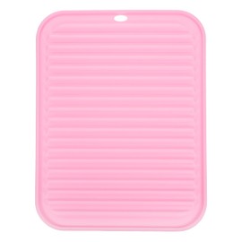 uxcell Silicone Dish Drying Mat, 9" x 12" Silicone Trivets for Hot Pots and Pans Dish Drainer Mat Heat Resistant Non-slip Dish Drying Pad for Kitchen Counters, Pink