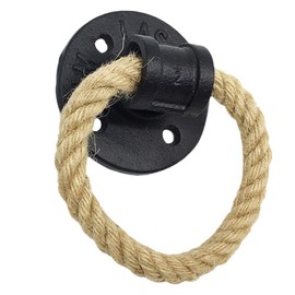 ULTNICE Drawer Pull Handle Vintage Hemp Rope Barn Door Handle Cupboard Cabinet Drawer Pull Ring Metal Gate Pull Handle for Gate, Closet, Bedrooms, Sliding Door 1pc