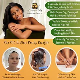 Sunny Isle Aceite de ricino negro jamaicano, 8 onzas líquidas, tratamiento 100% natural para cabello, cuero cabelludo y piel, aceite de ricino negro j