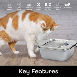 Geeni PetConnect Smart Pet Water Fountain: 4L Stainless Steel Bowl for Cats & Dogs, Wi-Fi Controlled, Alexa & Google Compatible