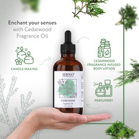 HBNO California Bottled Cedarwood Fragrance Oil 4 fl oz (120ml) - Premium Grade Cedarwood Oil (Fragrance), Perfect for Cleaning, Aromatherapy, DIY, Soap and Diffuser - Cedarwood Oil