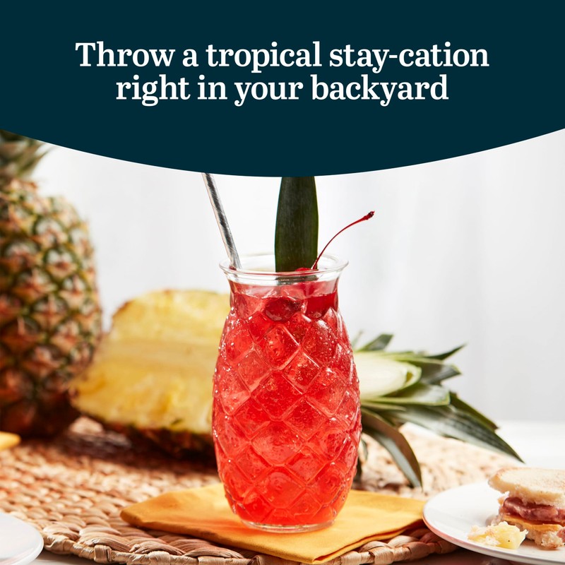 Libbey Tiki Pineapple Glasses Set, Tiki Glasses for Cocktails, Ideal
